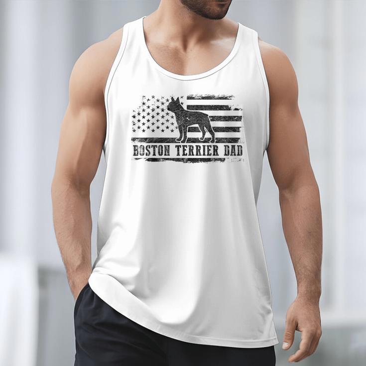 Boston Terrier Dad Distressed American Flag Patriotic Dog Men Tank Top