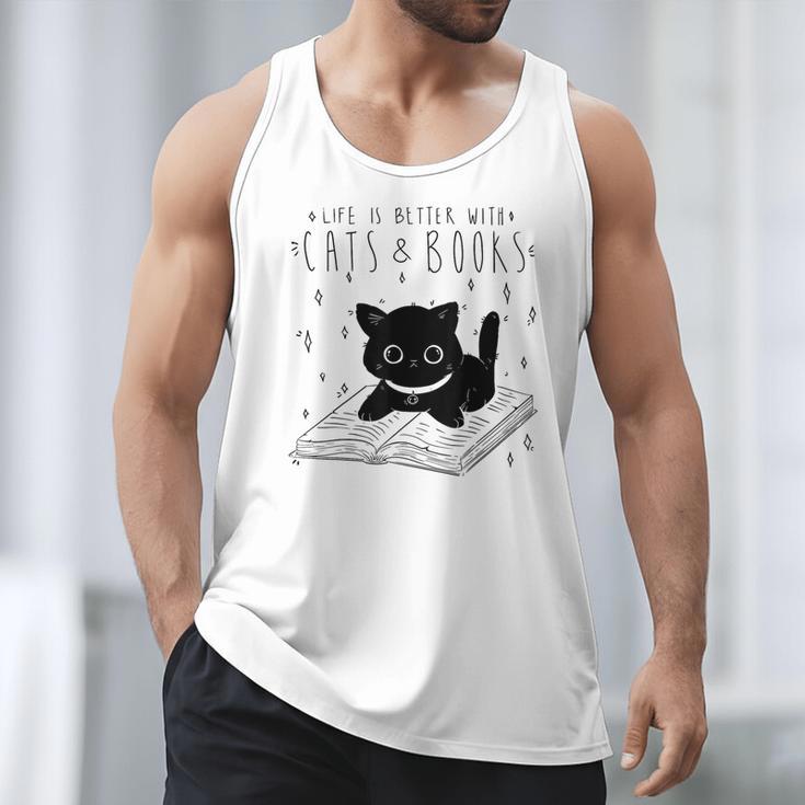Cat Book For Women Life Is Better With Cats And Books Men Tank Top Cat Book For Women Life Is Better With Cats And Books Men Tank Top