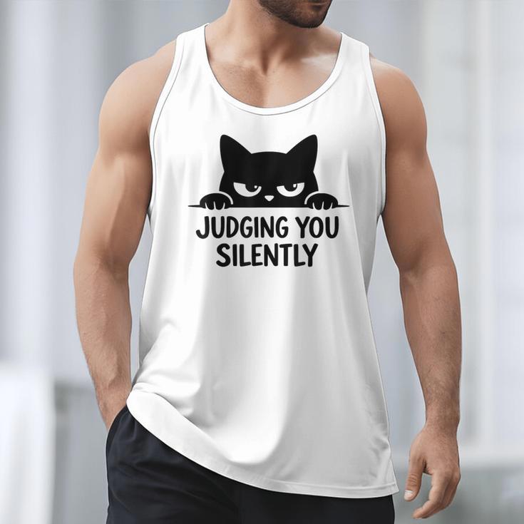 Cat For Cat Lover Mom Dad Cat Judging You Silently Men Tank Top