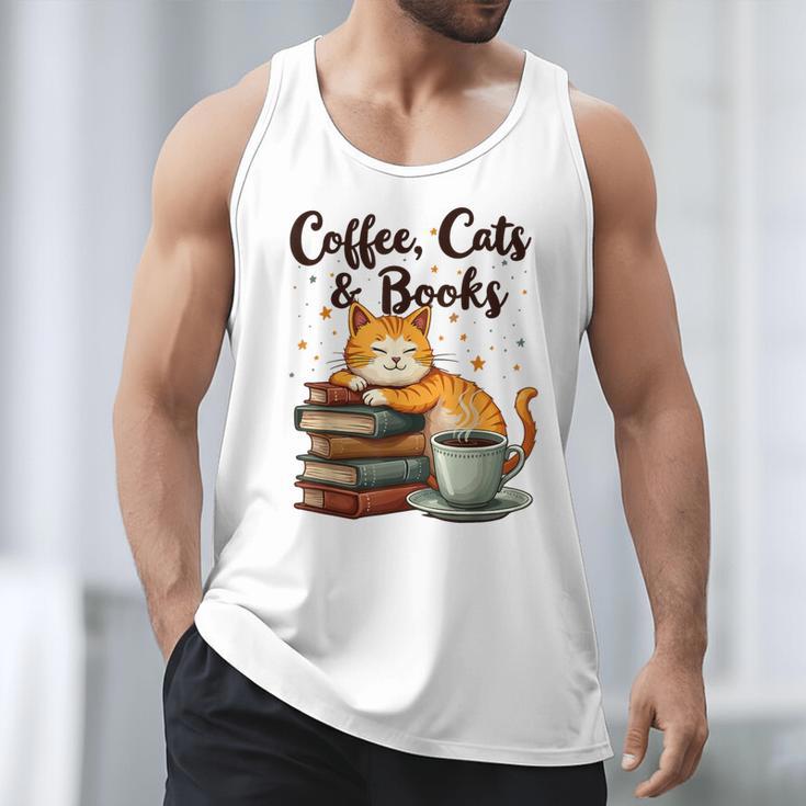 Coffee Cats And Books Lover For Women & Girls Coffee Men Tank Top