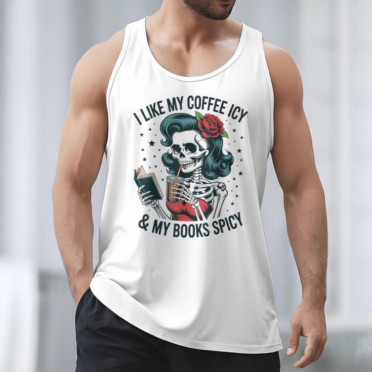 I Like My Coffee ICY & My Books Spicy For Book Lovers Men Tank Top I Like My Coffee ICY & My Books Spicy For Book Lovers Men Tank Top