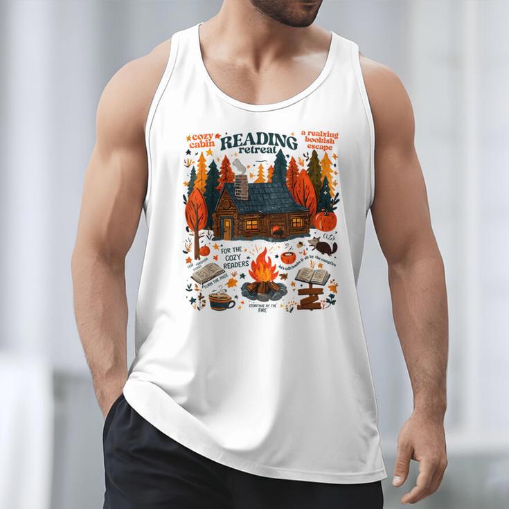 Cozy Reading Cabin Retreat Fall Bookish Autumn Cozy Reader Men Tank Top