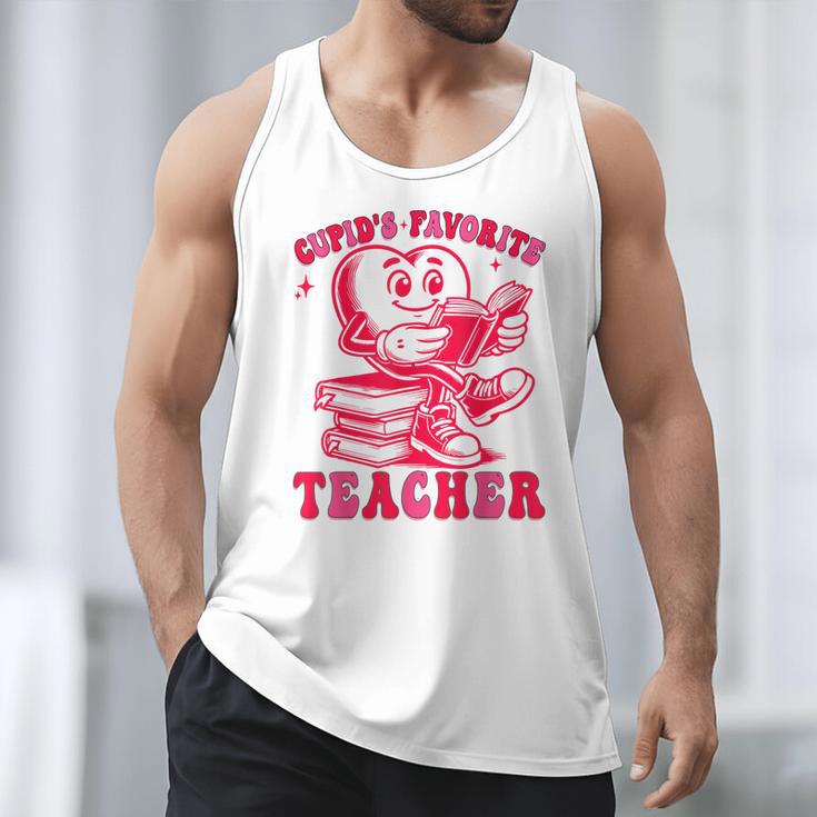 Cupid's Favorite Teacher Valentines Day Heart Book Lover Men Tank Top