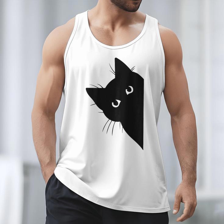 Curious Cat Peeking Sneaky Cat Cat Mom Cat Dad Men Tank Top