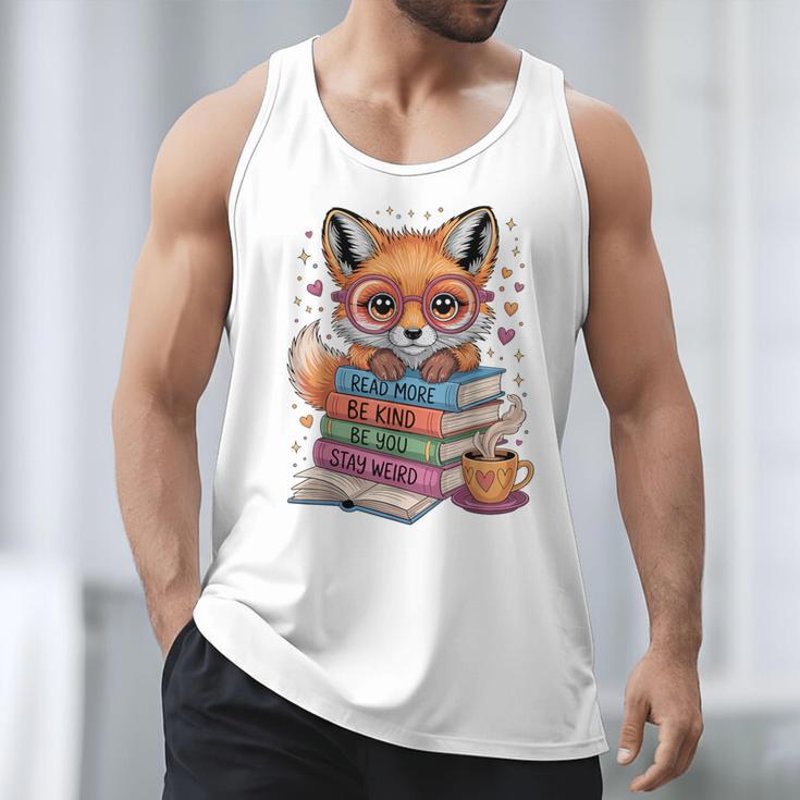 Cute Fox Read More Be Kind Stay Weird Reader Geek Book Lover Men Tank Top