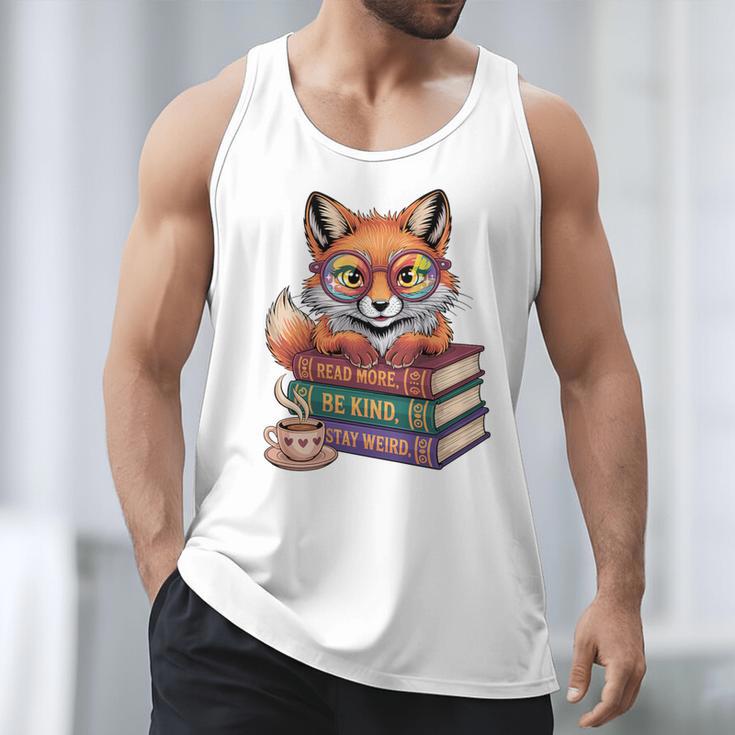 Cute Nerdy Fox Read Books Be Kind Stay Weird Book Club Premium Tri-Blend Men Tank Top