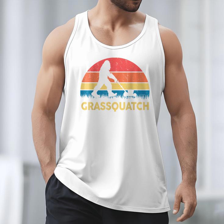Dad Lawn Mowing Grassquatch Bigfoot Mower Garden Men Tank Top