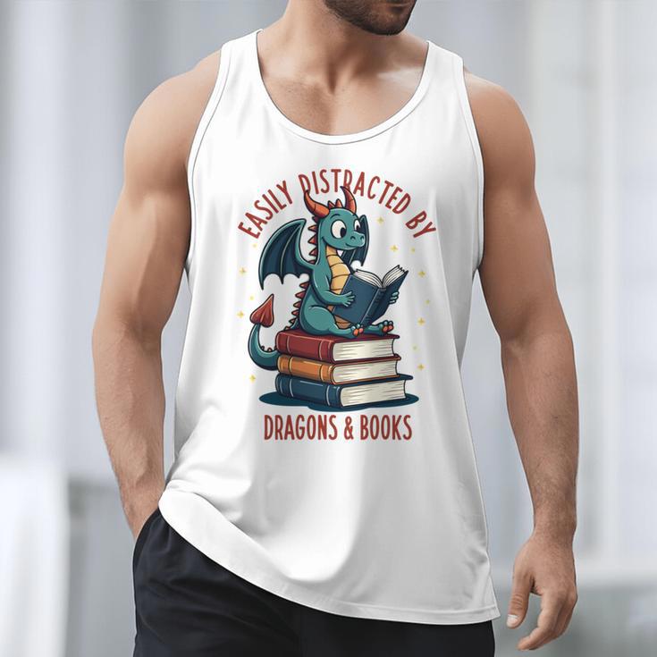 Dark Romance Romantasy Easily Distracted By Dragons & Books Men Tank Top