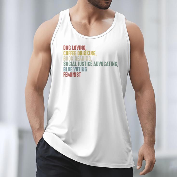 Dog Loving Coffee Drinking Book Reading Social Justice Men Tank Top Dog Loving Coffee Drinking Book Reading Social Justice Men Tank Top