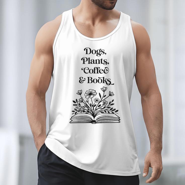 Dogs Plants Coffee Books Book Lover Dog Lover Reading Men Tank Top
