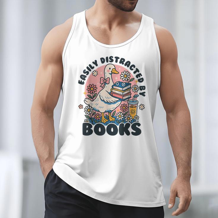 Easily Distracted By Books Read Goose Lover Bookworm Reading Men Tank Top Easily Distracted By Books Read Goose Lover Bookworm Reading Men Tank Top