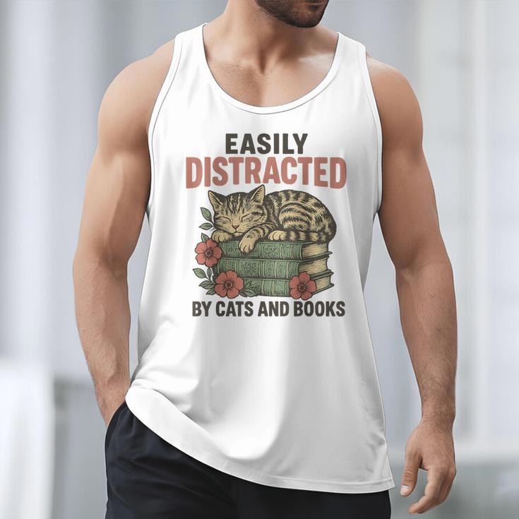 Easily Distracted By Cats And Books Vintage Men Tank Top Easily Distracted By Cats And Books Vintage Men Tank Top