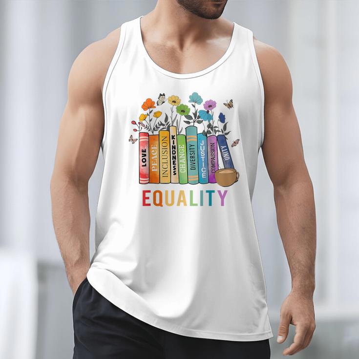 Equal Rights Book Flower Equality Peace Love Kindness Book Men Tank Top