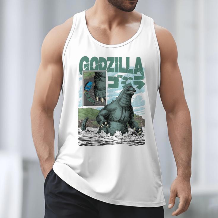 Godzilla Ocean Scene Comic Book Illustration Movie Monster Men Tank Top