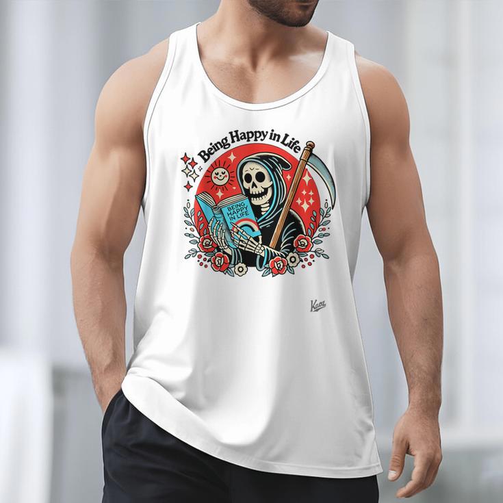 Grim Reaper Reads a Book Men Tank Top