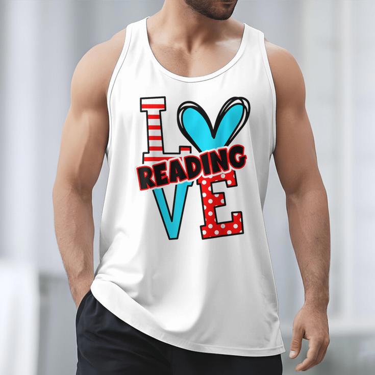 I Heart Books Love Reading Red And Stripe Animated Cat For Men Women Girls Kids Men Tank Top