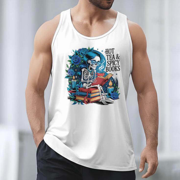 Hot Tea & Spicy Books Skeleton Reader Men Tank Top