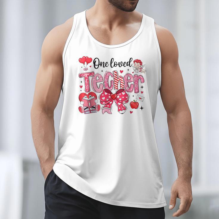 HUGvyn One Loved Teacher Valentine Book Heart Reading Bow Men Tank Top