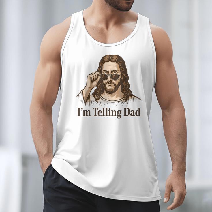 I'm Telling Dad Jesus Wearing Sunglasses Christian Fathers Men Tank Top