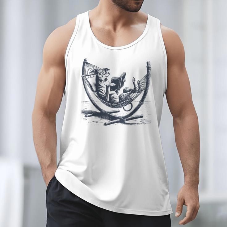 Italian Greyhound Whippet Dog Reading Book Hammock Iggy Mom Men Tank Top