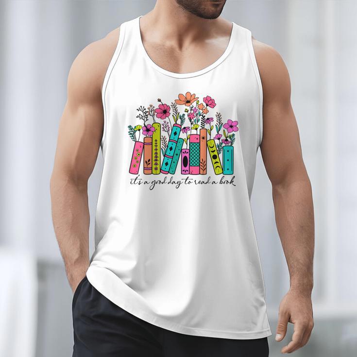 It's A Good Day To Read A Book Floral Book Lovers Librarian Men Tank Top