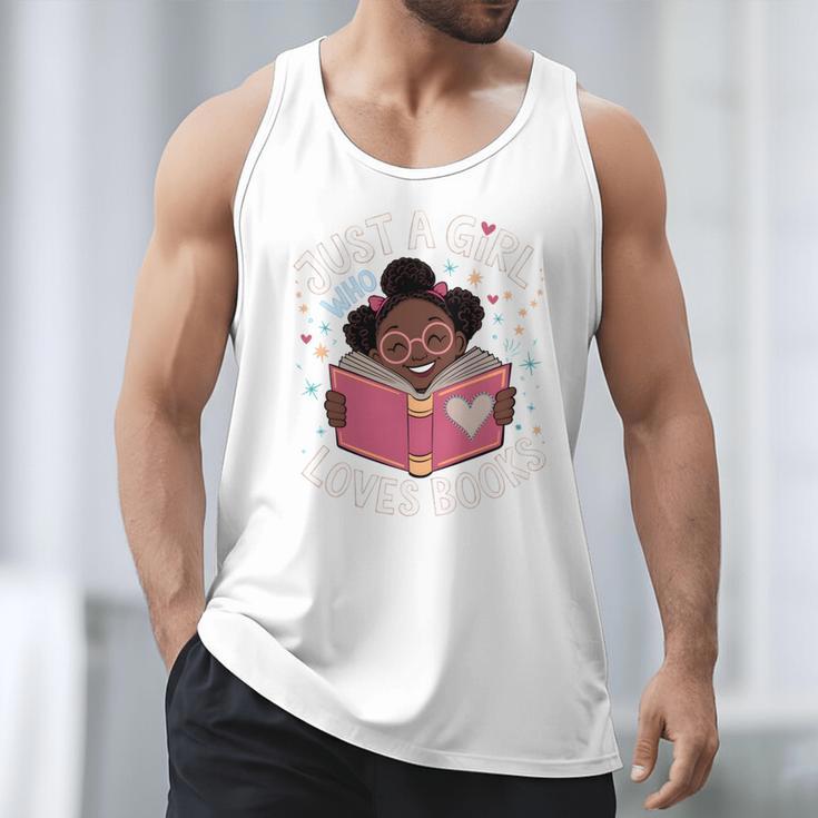 Just A Girl Who Loves Books Cute African American Afro Men Tank Top Just A Girl Who Loves Books Cute African American Afro Men Tank Top
