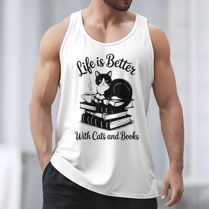 Life Is Better With Cats & Books Tuxedo Cat Mom Women Men Tank Top Life Is Better With Cats & Books Tuxedo Cat Mom Women Men Tank Top