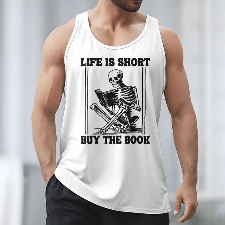 Life Is Short Buy The Book Skeleton Book Lover Reading Men Tank Top
