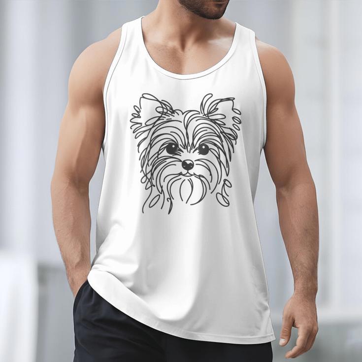 Line Art Dad Mom Dog Teecup Yorkie Men Tank Top
