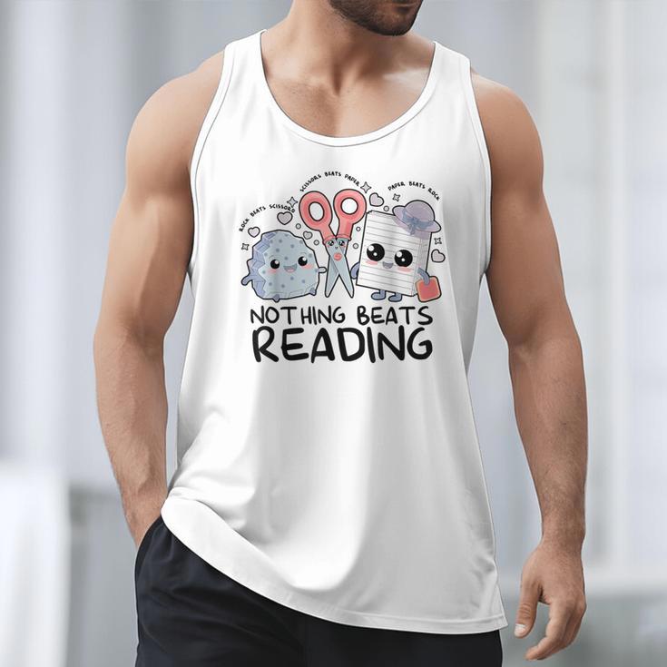 Nothing Beats Reading Rock Paper Scissors Book Lover Teacher Men Tank Top