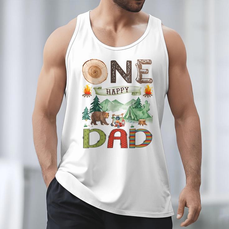 One Happy Dad Camper 1st Birthday Boy Camping Bear Men Tank Top