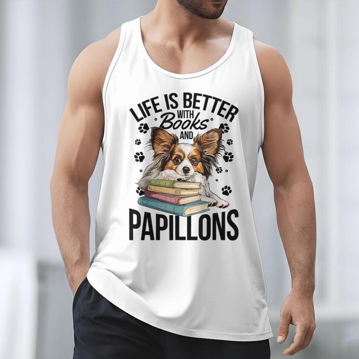 Papillon Dog Breed Life Is Better With Books And Papillons Men Tank Top