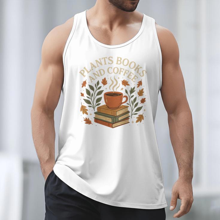 Plants Books And Coffee Nature Leaves Reading Book Lover Premium Tri-Blend Men Tank Top