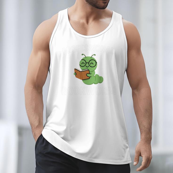 Professional Bookworm Reading Lover Cute Worm Glasses Book Men Tank Top