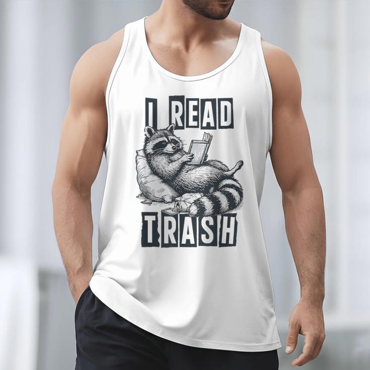 Racoon Reading Spicy Smutty Book Booktok I Read Trashy Books Men Tank Top