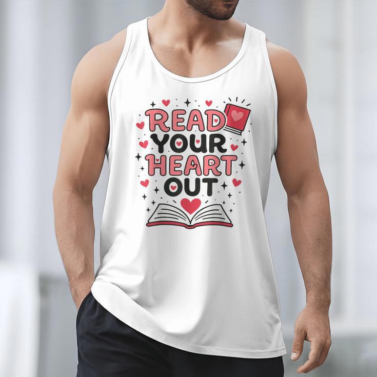 Read Your Heart Out Love Book Valentine Teacher Bookworm Men Tank Top