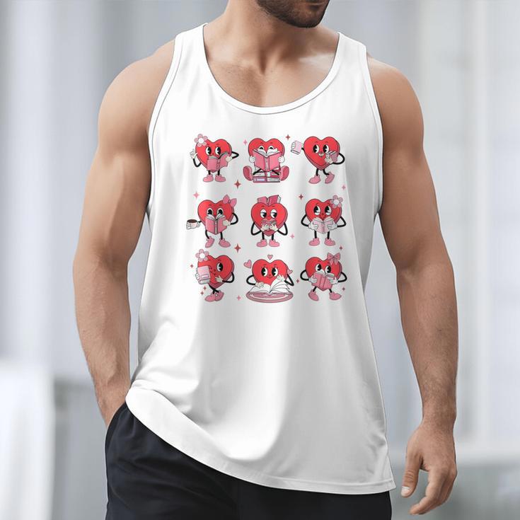 Reading Heart Book Valentines Day Teacher Women Girl Men Tank Top