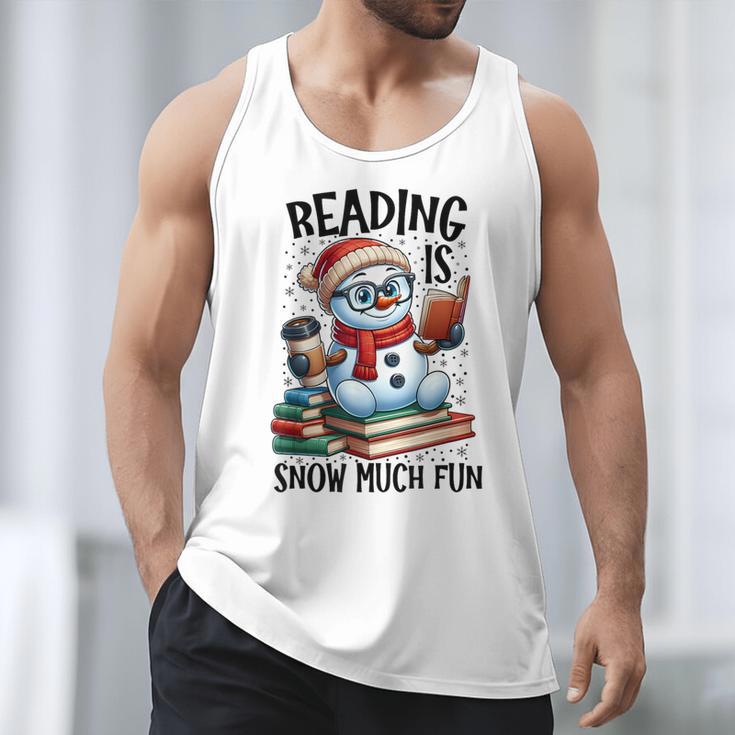 Reading Is Snow Much Fun Christmas Bookworm Snowman Reading Men Tank Top