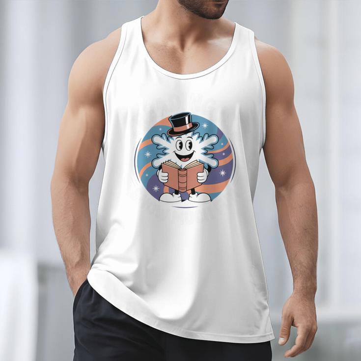 Reading Is Snow Much Fun Snowflake Top Hat Book Fan Winter Men Tank Top