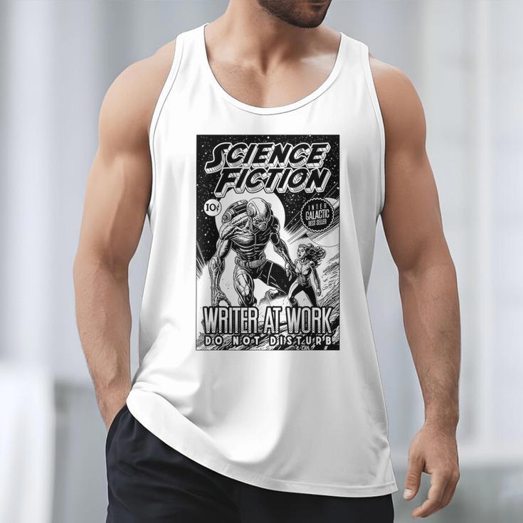 Science Fiction Writer At Work Vintage Book Cover Men Tank Top Science Fiction Writer At Work Vintage Book Cover Men Tank Top