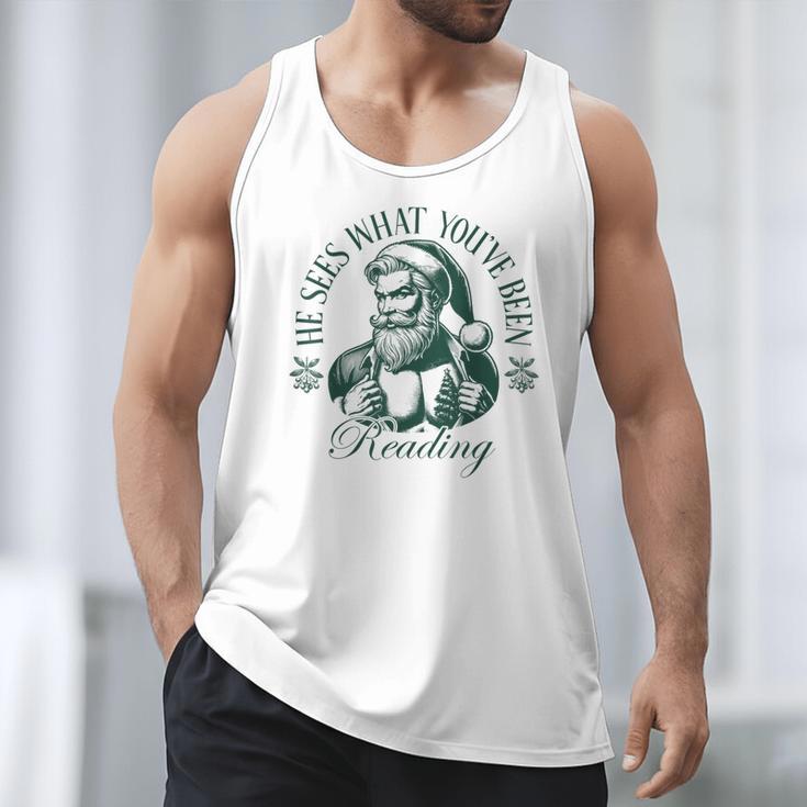 He Sees What You'Ve Been Reading Bookish Christmas Men Tank Top He Sees What You'Ve Been Reading Bookish Christmas Men Tank Top