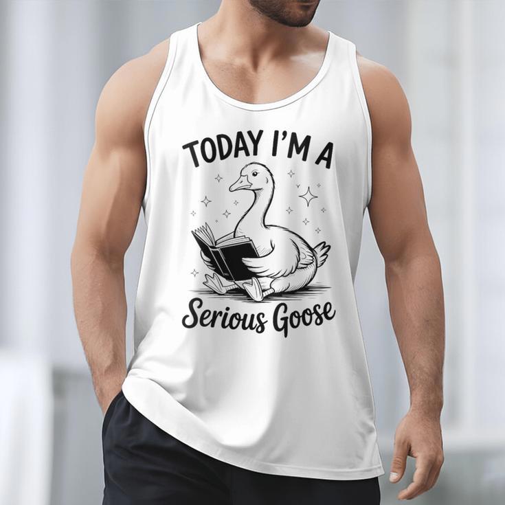 Today I'm A Serious Goose Animal Reading Book Lovers Men Tank Top