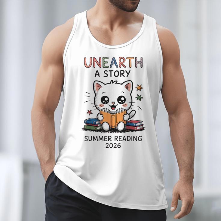 Unearth a Story Cute Kitten Summer Reading 2026 Cat Book Men Tank Top Unearth a Story Cute Kitten Summer Reading 2026 Cat Book Men Tank Top
