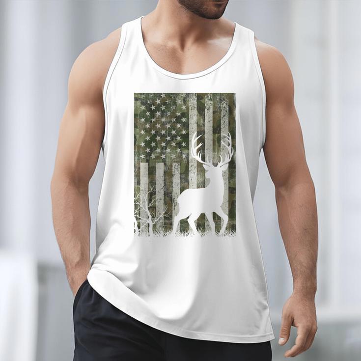 US Flag Deer Elk Buck Camoflage Hunting Hunter Dad Grandpa Men Tank Top