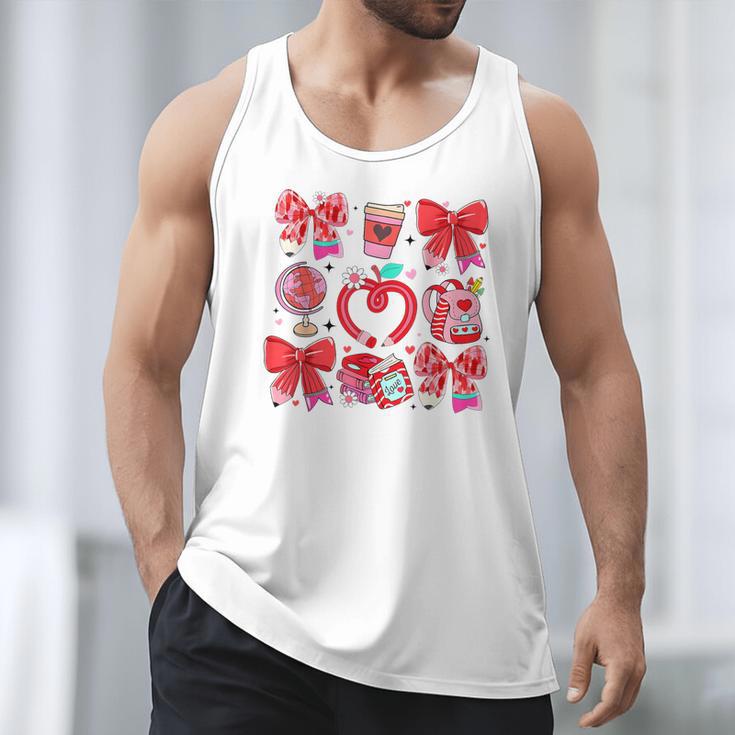 Valentine Teacher Coquette Bow Pencil Heart Book Girl Women Men Tank Top Valentine Teacher Coquette Bow Pencil Heart Book Girl Women Men Tank Top