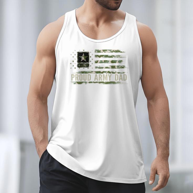 Vintage Proud Army Dad Camo American Flag Veteran Men Tank Top