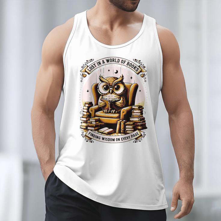 Wise Owl Reading Books Men Tank Top Wise Owl Reading Books Men Tank Top
