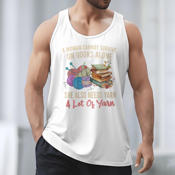 A Woman Cannot Survive On Books Alone She Needs Yarn Crochet Premium Tri-Blend Men Tank Top