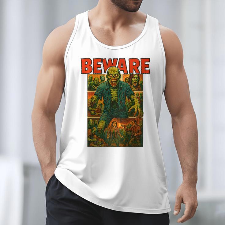 Zombie Tee Horror Movie Poster Vintage Comic Book Graphic Premium Men Tank Top