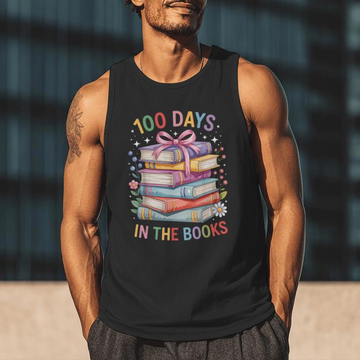 100 Days In The Books Cute Book 100 Days Of School Teachers Men Tank Top